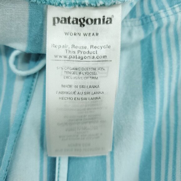 Patagonia Alpine Valley Pull On Drawstring Flutter Hem Skirt M Blue/White Stripe - Picture 4 of 16